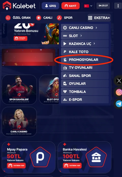 Betco altyapısında promosyon bağlantısı.